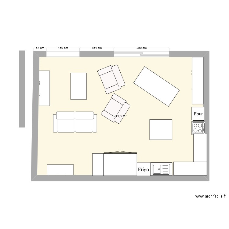 plan 1. Plan de 1 pièce et 40 m2