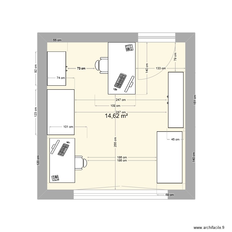 Atelier de numérisation . Plan de 1 pièce et 15 m2