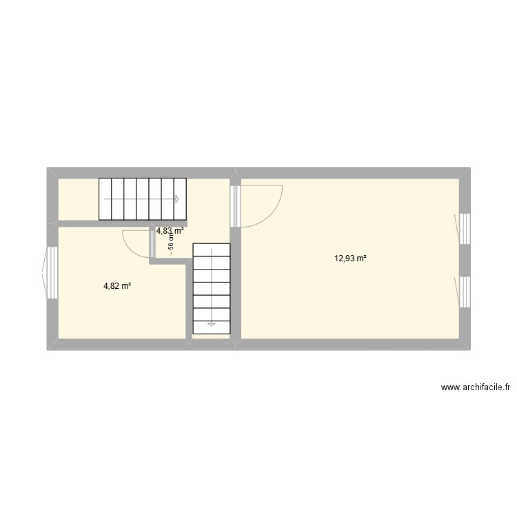 GHLIN 1 ER ETAGE. Plan de 3 pièces et 23 m2