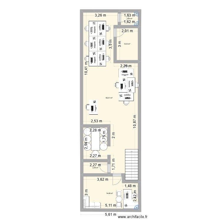 SAIDA RHOBAR. Plan de 5 pièces et 87 m2