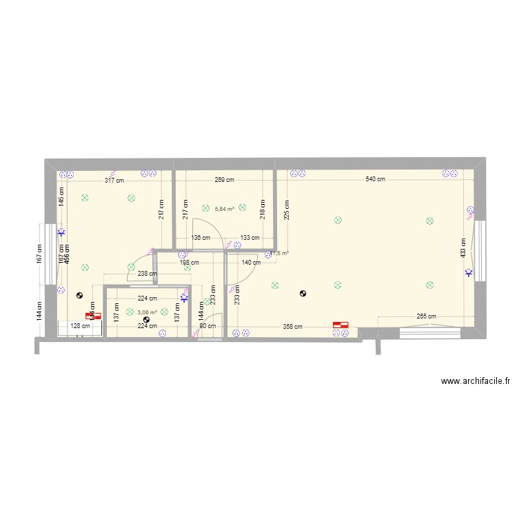 ext_elec_chauf_vmc_1. Plan de 3 pièces et 50 m2