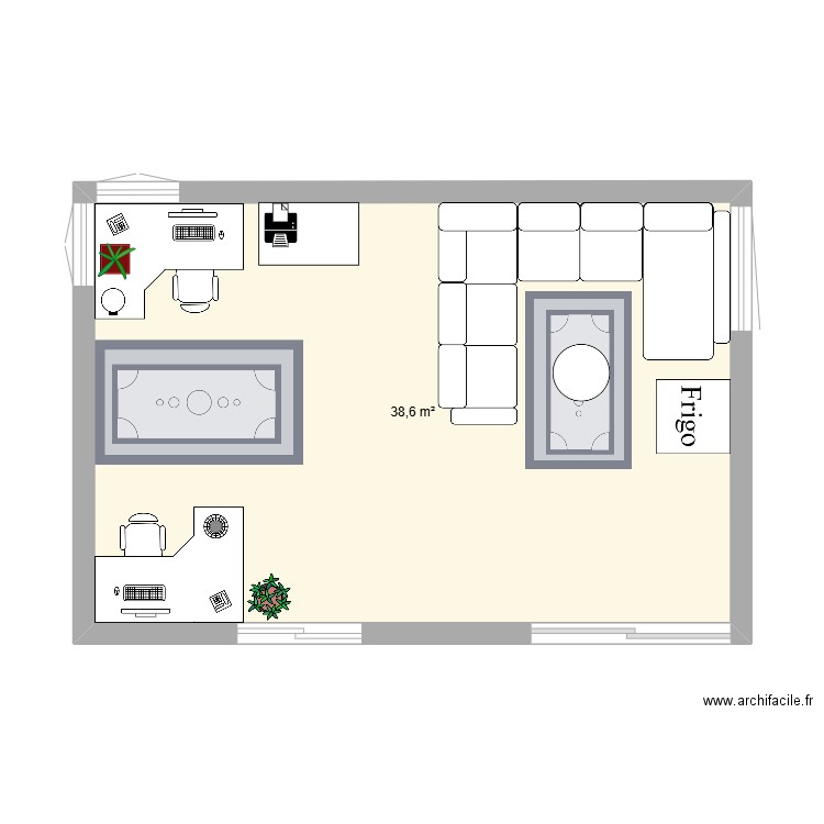 Jason & Eliza bureau. Plan de 1 pièce et 39 m2