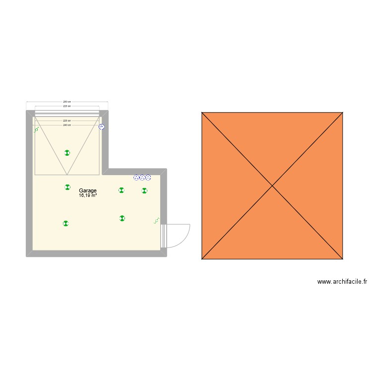 Garage. Plan de 1 pièce et 16 m2