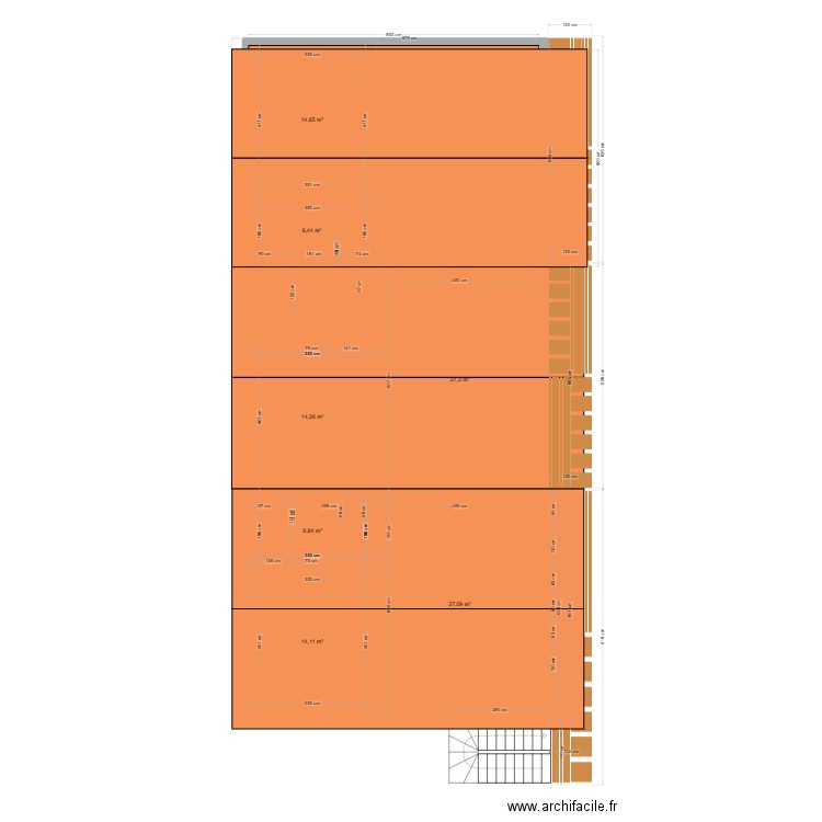 Bloc 6 appartements avec toit. Plan de 12 pièces et 187 m2