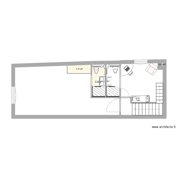 R4 Angers v2. Plan de 3 pièces et 3 m2