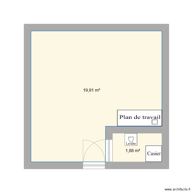 Plan transfo FLEG. Plan de 2 pièces et 22 m2