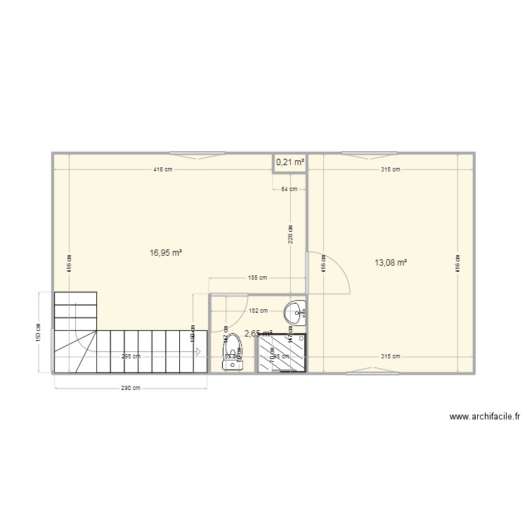 N°20 2eme étage. Plan de 4 pièces et 33 m2