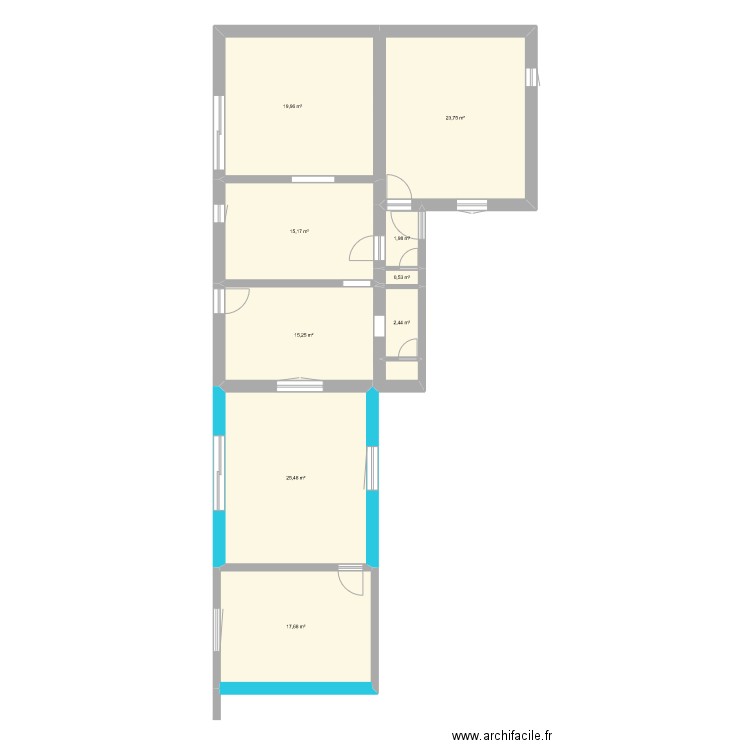 GR1. Plan de 9 pièces et 122 m2