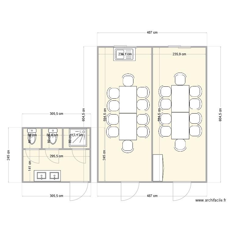 EAB CHANTIER . Plan de 6 pièces et 35 m2