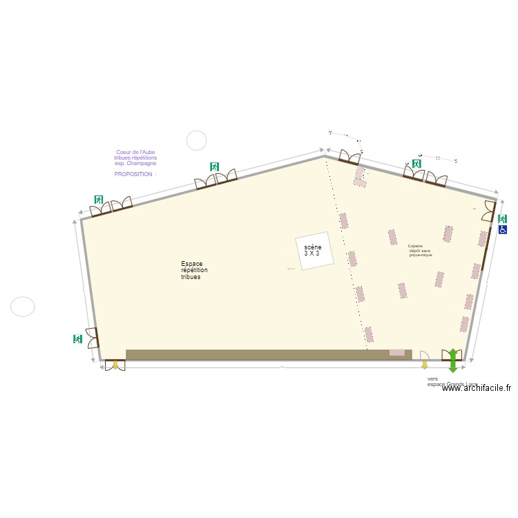 espace champagne coeur de l'Aube 2024 tribues. Plan de 1 pièce et 584 m2