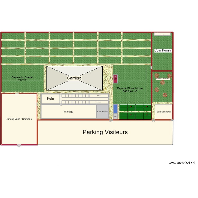 Ranch. Plan de 29 pièces et 2038 m2