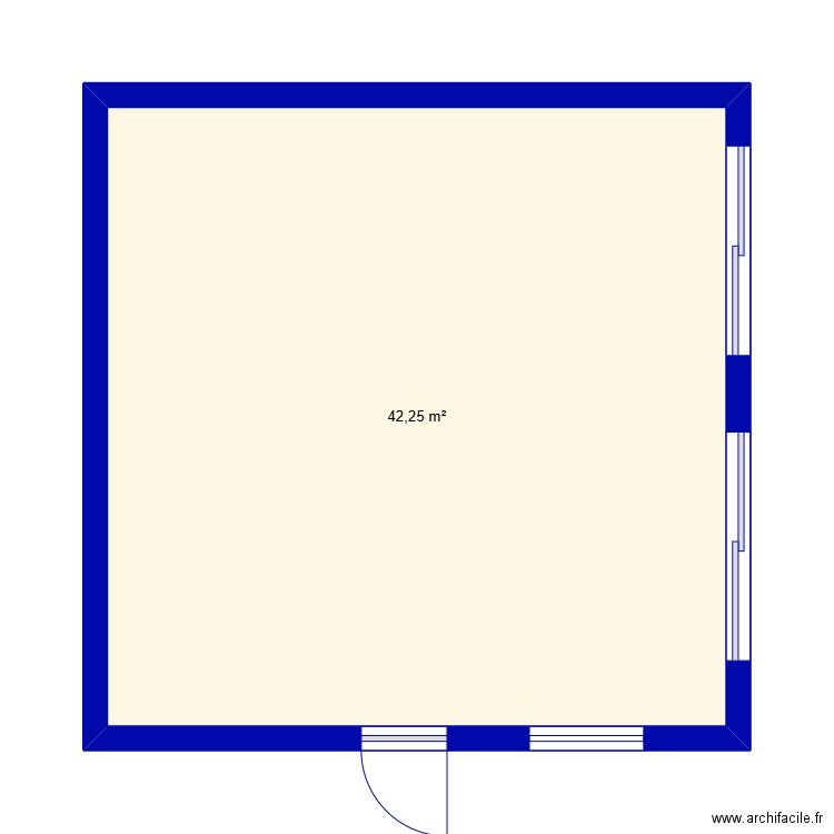 RC nu. Plan de 1 pièce et 42 m2