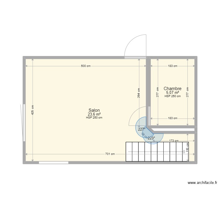 maison extention bis. Plan de 2 pièces et 29 m2