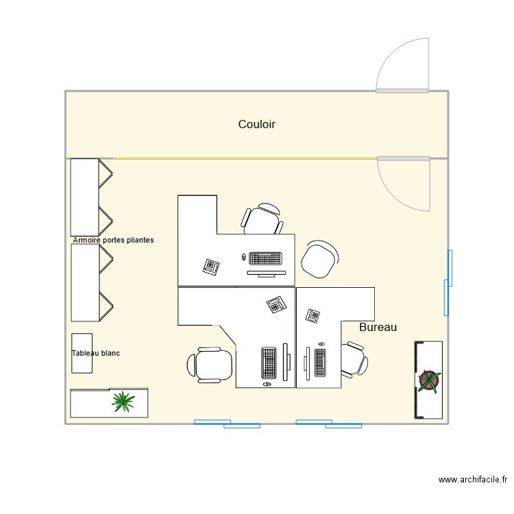 bureau. Plan de 2 pièces et 30 m2