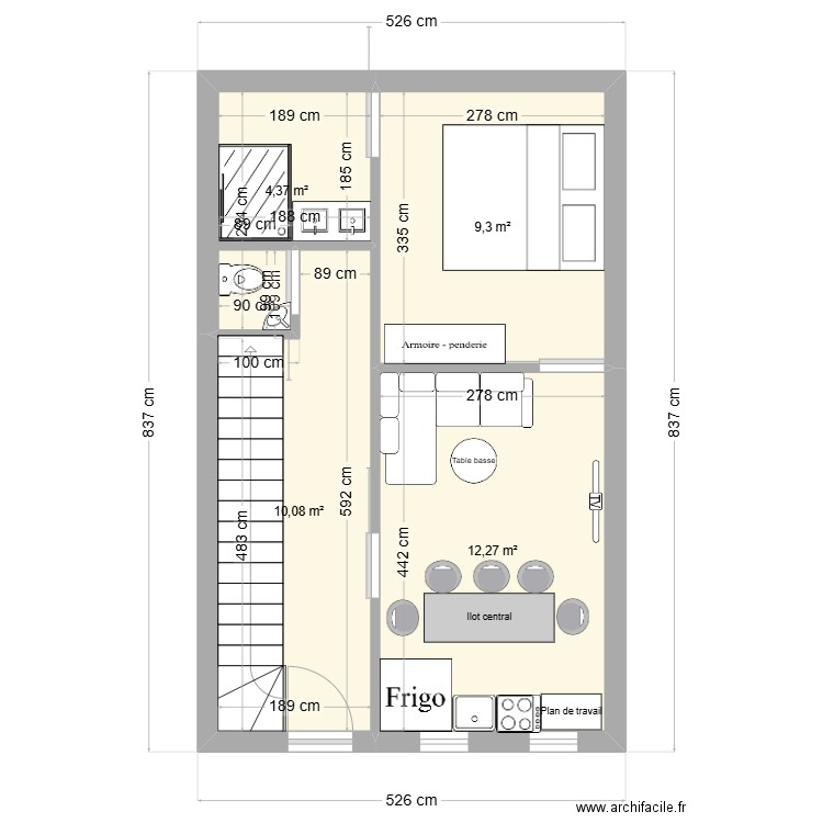  fouad maroc . Plan de 4 pièces et 36 m2