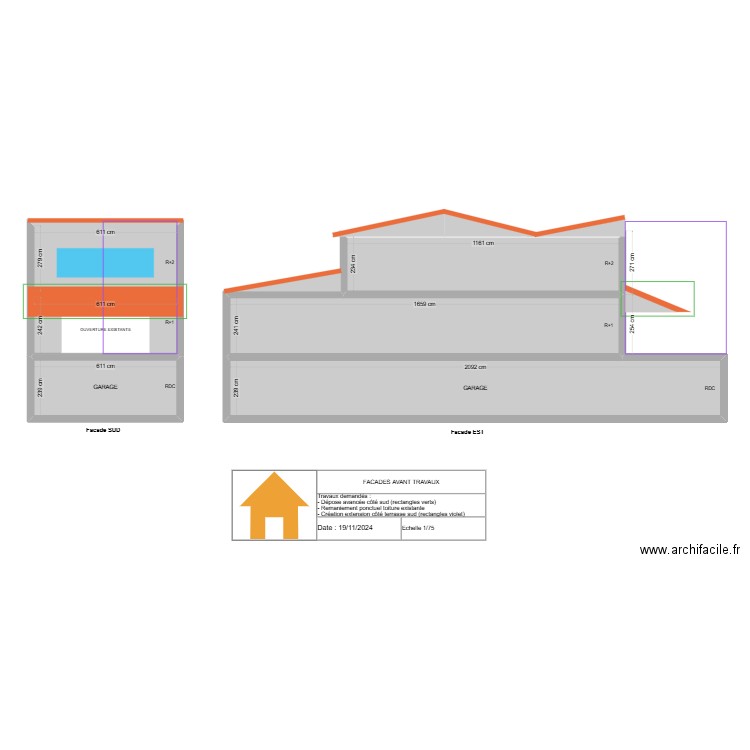 Pasteur - Facades avant travaux. Plan de 6 pièces et 164 m2