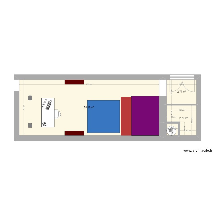 Studio 1. Plan de 4 pièces et 35 m2