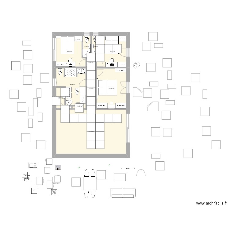 CALPINAGE. Plan de 11 pièces et 85 m2