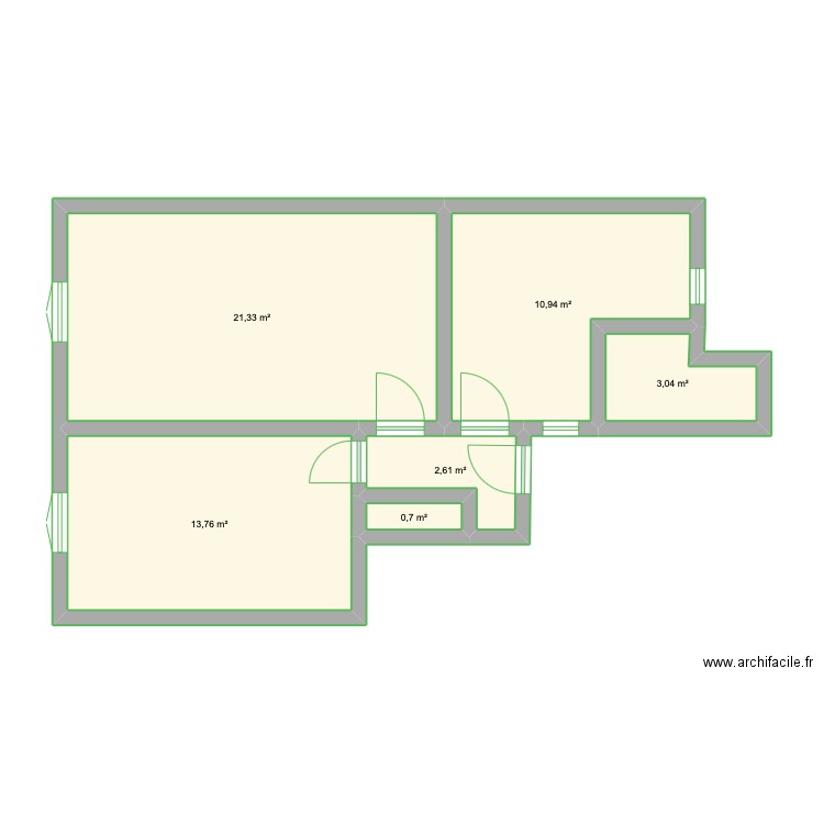 PHASE 1 APPART. Plan de 6 pièces et 52 m2