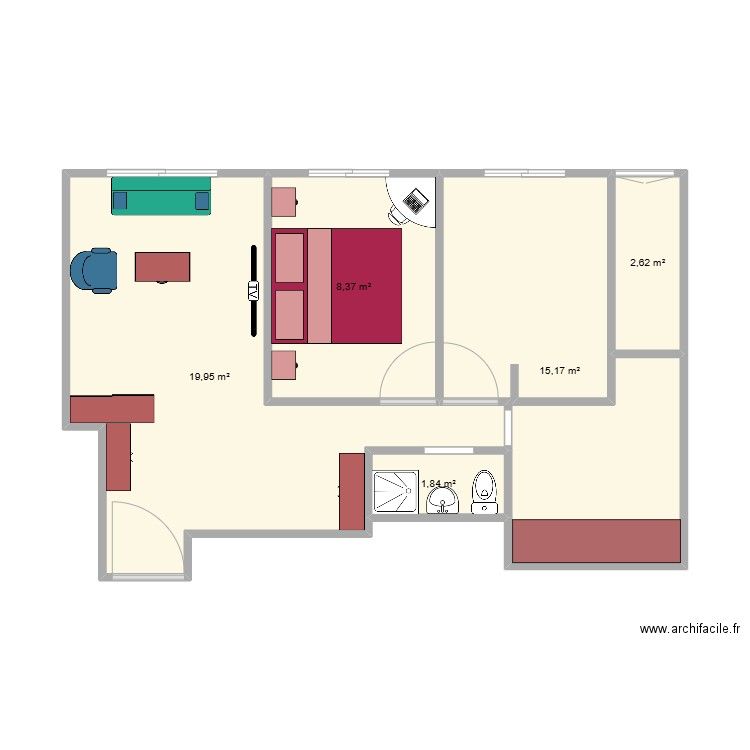 Home 2. Plan de 5 pièces et 48 m2