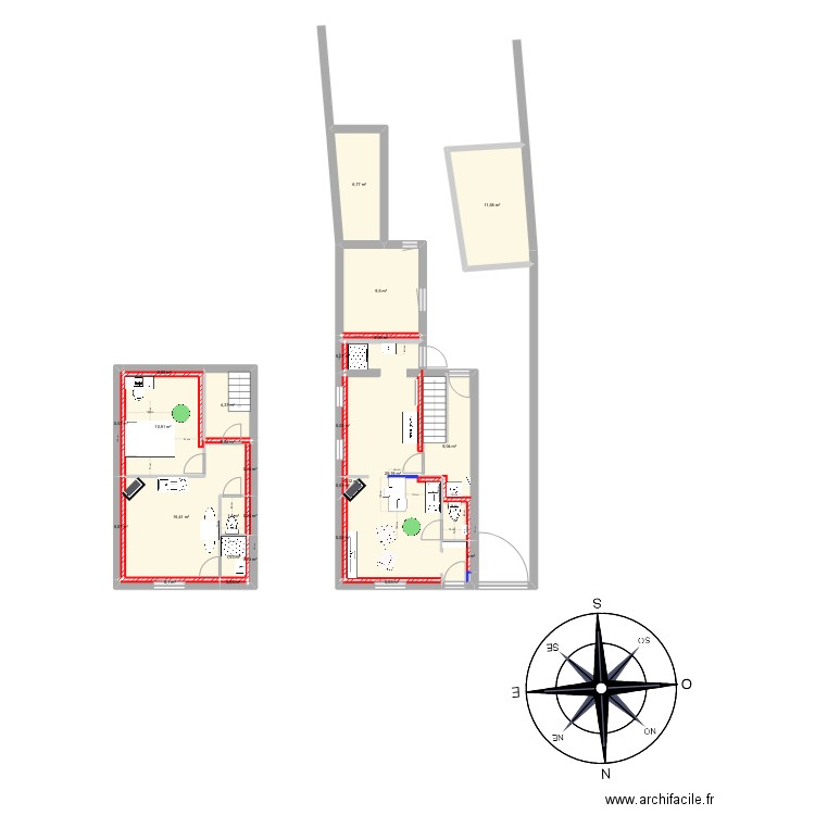 Le 43 Modifié - Appart RDC. Plan de 27 pièces et 101 m2