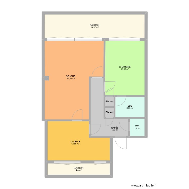 APPARTEMENT MONTIGNY. Plan de 10 pièces et 83 m2