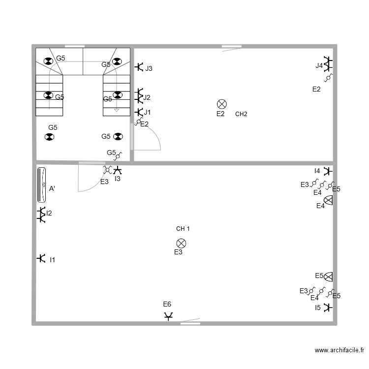 Eclairage spot. Plan de 3 pièces et 70 m2