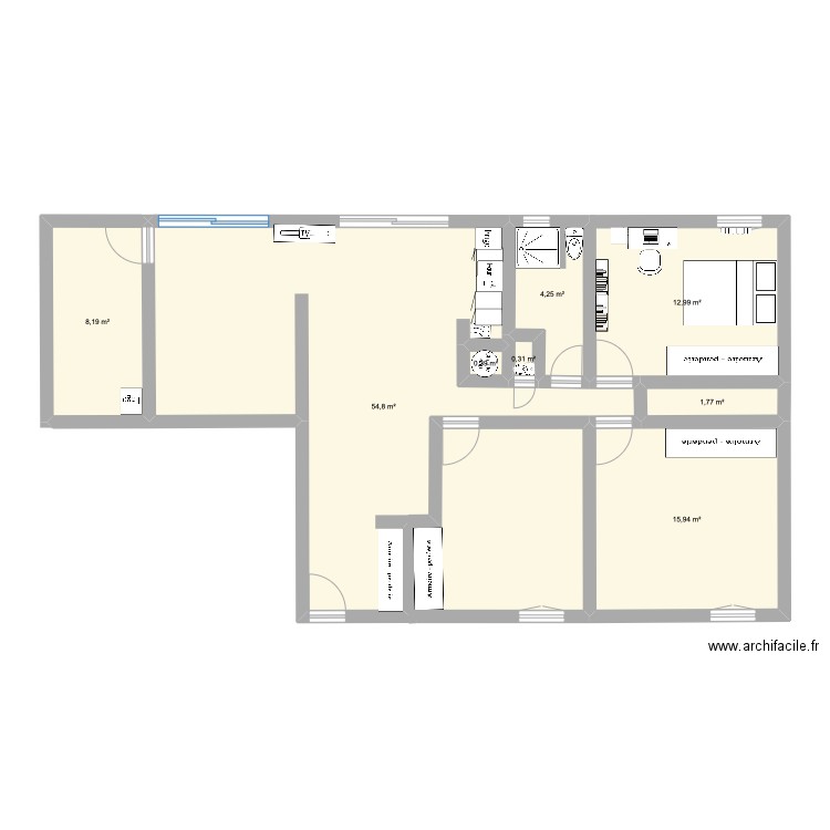 Maison Mondragon. Plan de 8 pièces et 99 m2