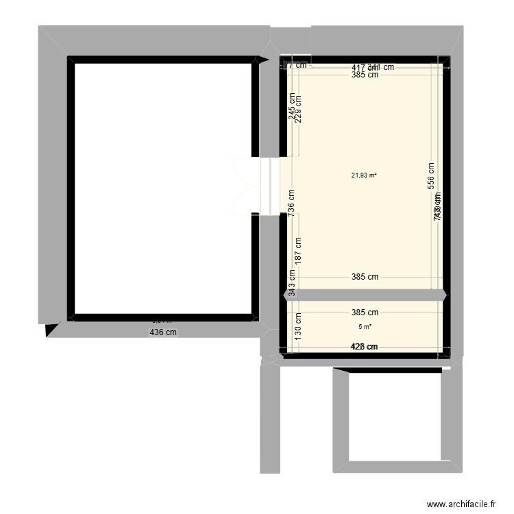 1ER APPARTEMENT RDZ. Plan de 3 pièces et 27 m2