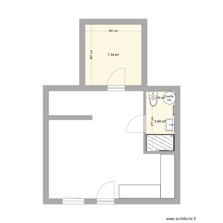 jacquier . Plan de 2 pièces et 11 m2