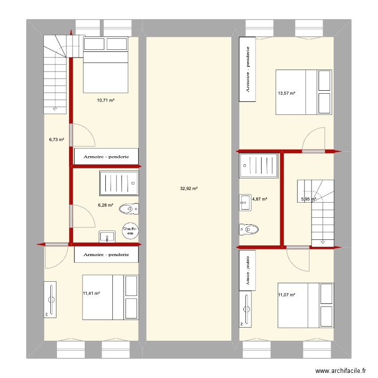 Apt niv 2 Hugues v2. Plan de 9 pièces et 104 m2