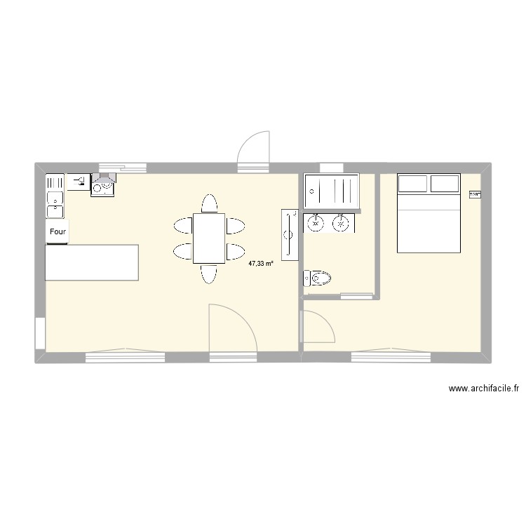 goas 2. Plan de 1 pièce et 47 m2