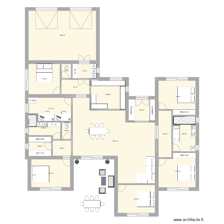 maison parfaite. Plan de 19 pièces et 240 m2