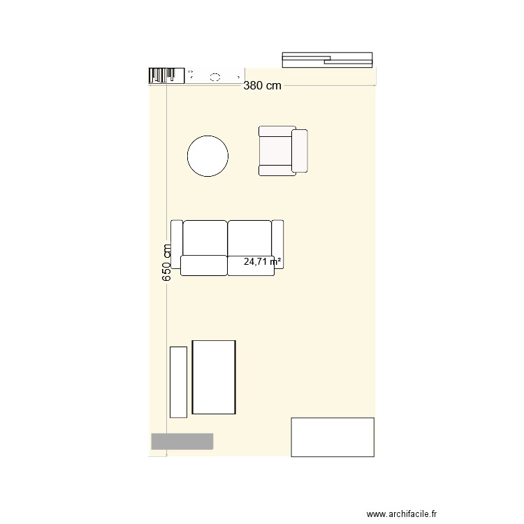 Salon SAM. Plan de 1 pièce et 25 m2