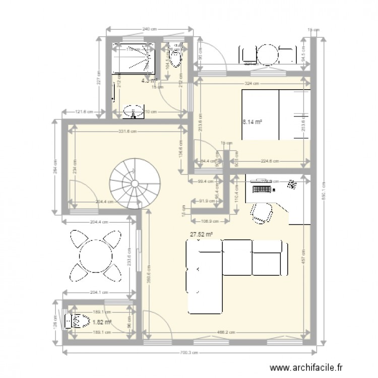 Studio F1. Plan de 0 pièce et 0 m2