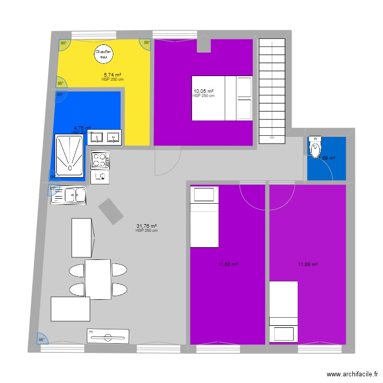 1er. Plan de 7 pièces et 78 m2