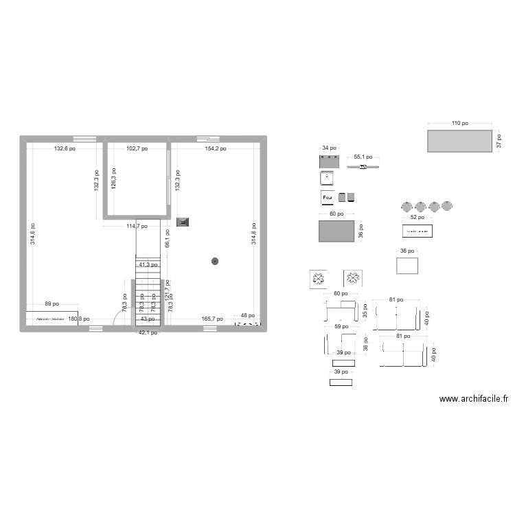 Sous-sol. Plan de 2 pièces et 79 m2