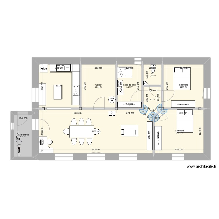 27.1.25. Plan de 9 pièces et 101 m2