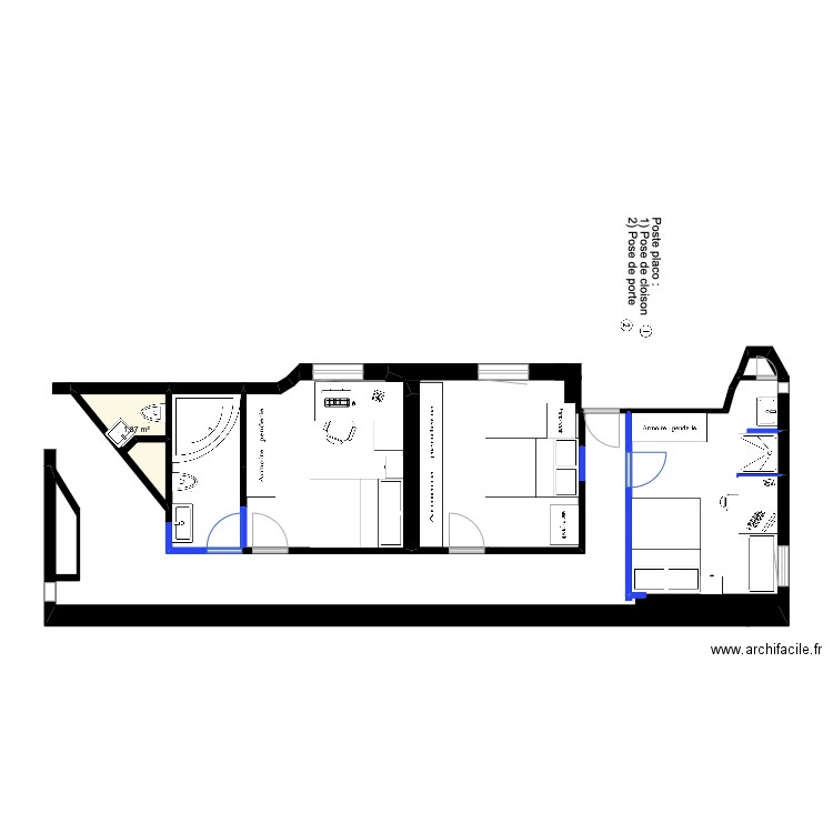 coin nuit (état final). Plan de 0 pièce et 0 m2