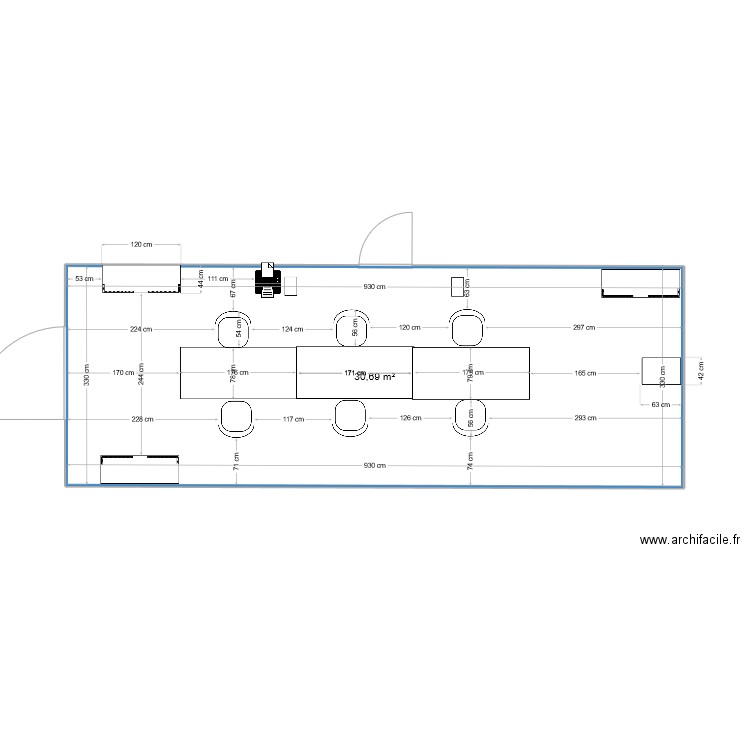 bureau v3. Plan de 1 pièce et 31 m2