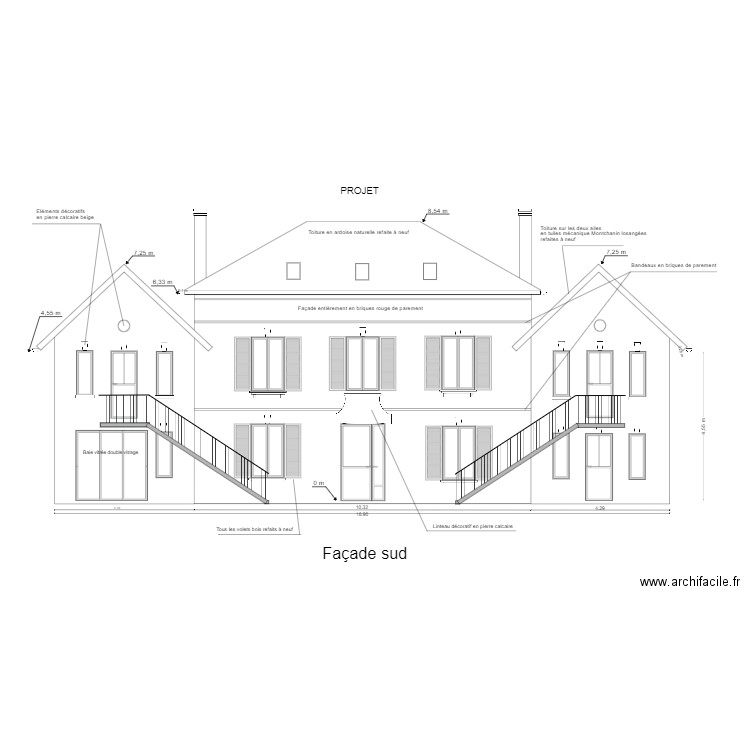 Façade sud projet. Plan de 0 pièce et 0 m2