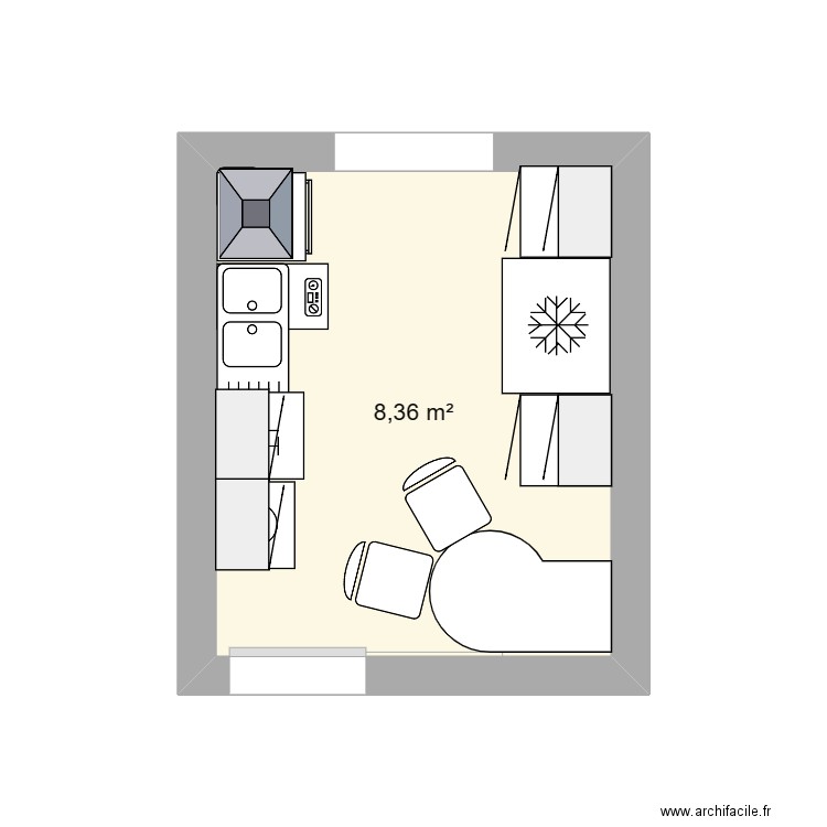 CHOUVELON Camille cuisne. Plan de 1 pièce et 8 m2