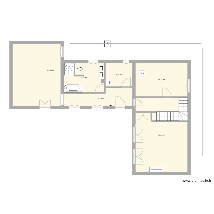 Maison. Plan de 6 pièces et 92 m2