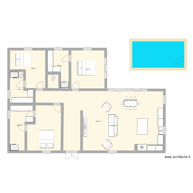 AXE. Plan de 6 pièces et 158 m2