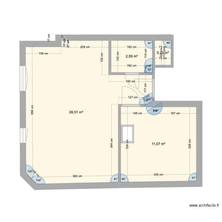 1RL. Plan de 4 pièces et 41 m2