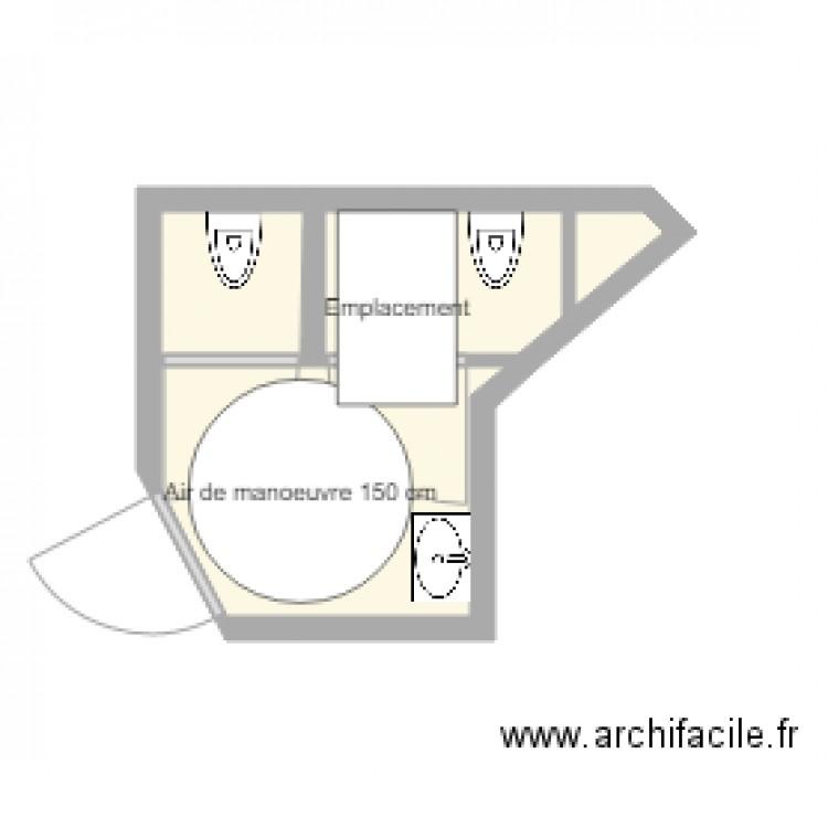 Toilettes rénové. Plan de 0 pièce et 0 m2