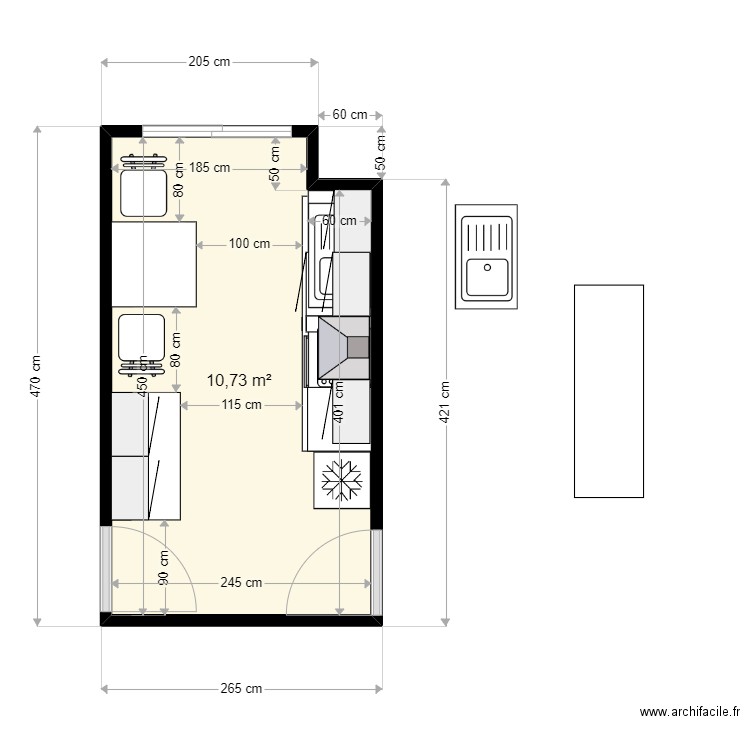 CUISINE APPT VERRERIE. Plan de 0 pièce et 0 m2