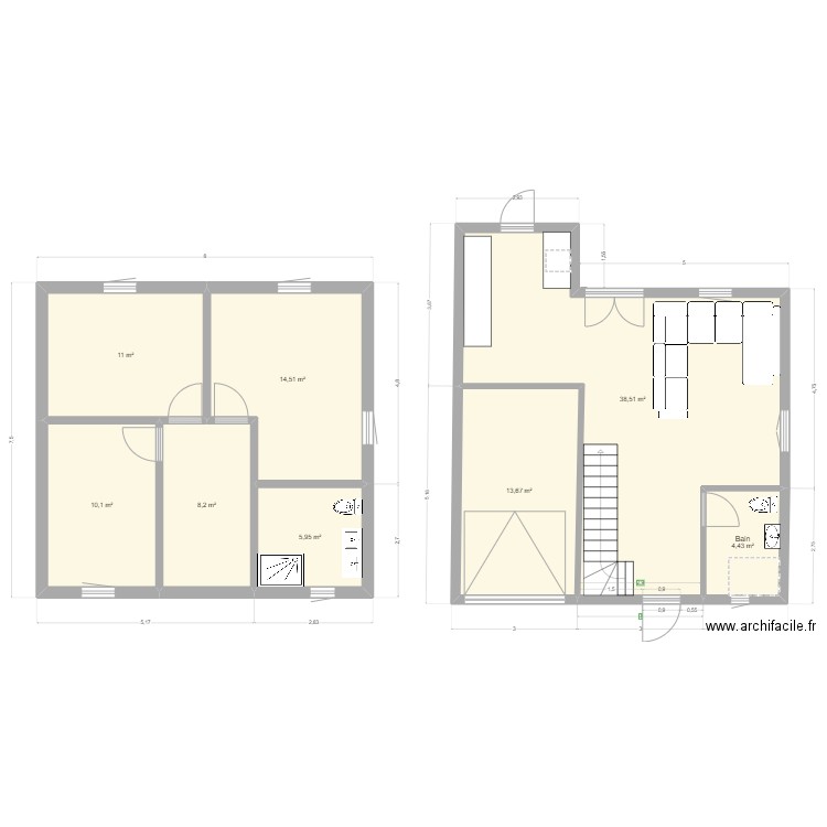 Draft plan. Plan de 8 pièces et 106 m2