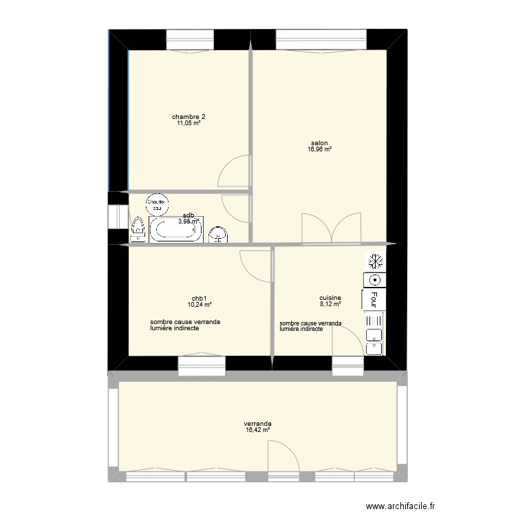 RDJ 3lus. Plan de 6 pièces et 67 m2