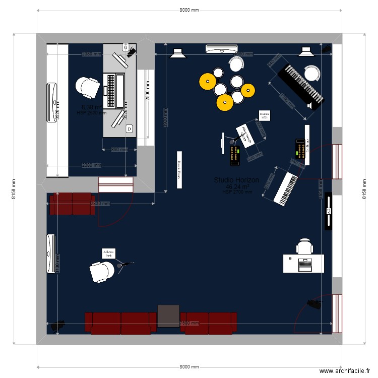 Studio D enregistrement. Plan de 0 pièce et 0 m2